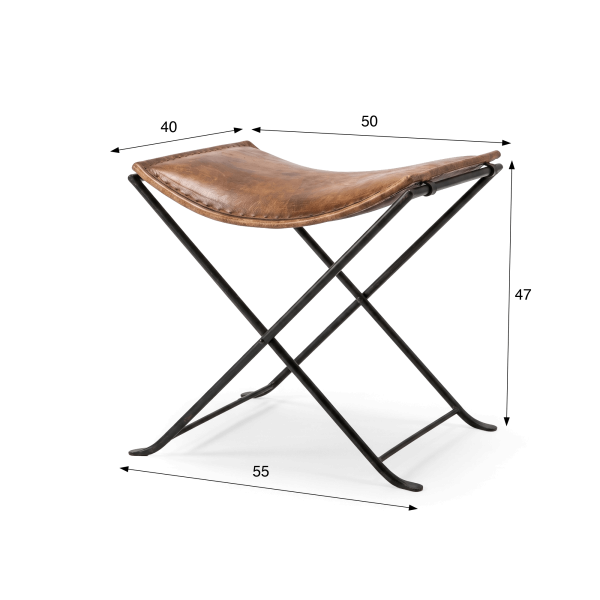 Beistell-Klapphocker aus Vintage-Leder - Smart