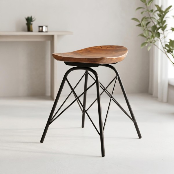 Hocker aus Stahl und Holz - Oasis