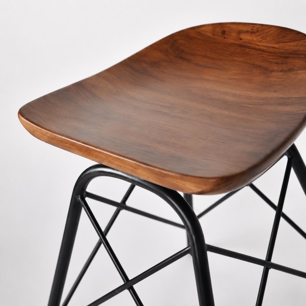 Hocker aus Stahl und Holz - Oasis