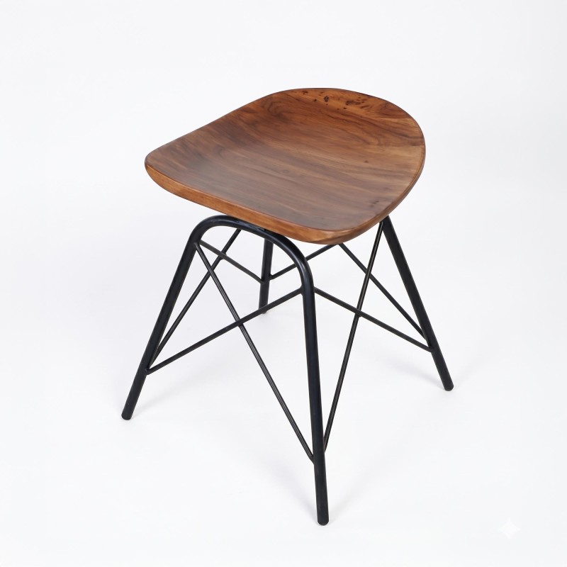 Hocker aus Stahl und Holz - Oasis
