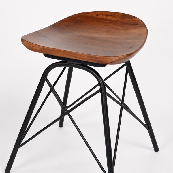 Hocker aus Stahl und Holz - Oasis