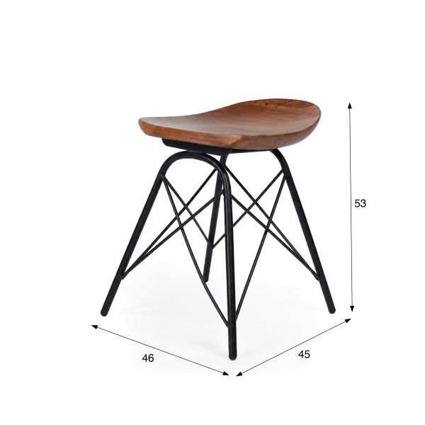Hocker aus Stahl und Holz - Oasis