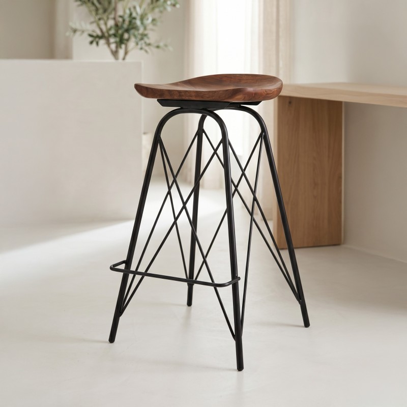 Barhocker aus Stahl und Holz - Oasis