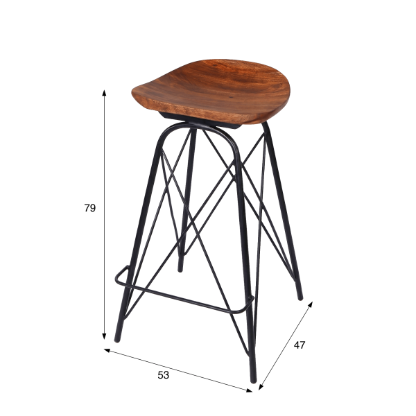 Barhocker aus Stahl und Holz - Oasis
