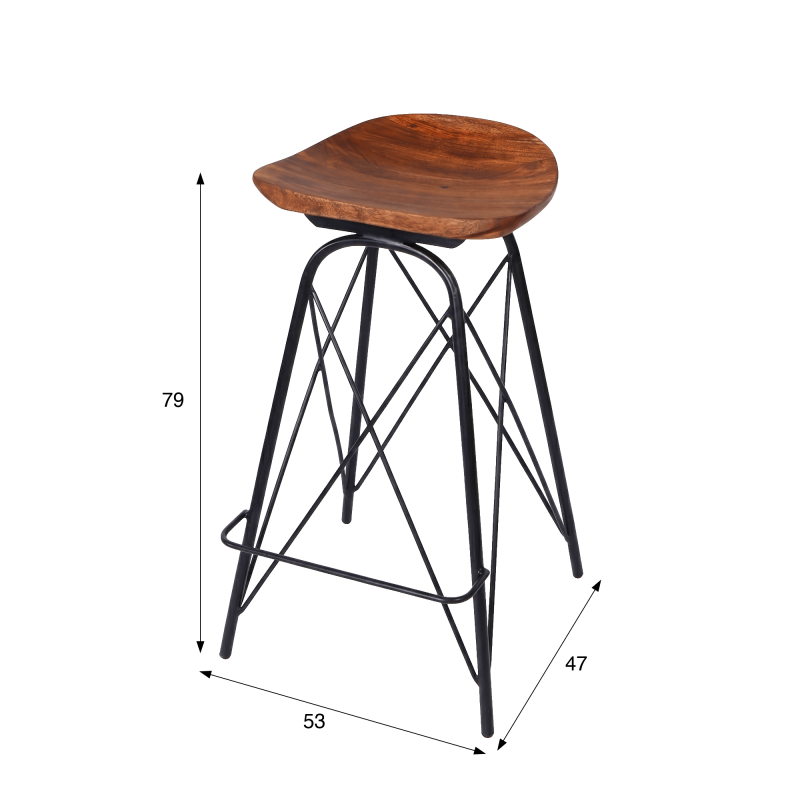 Barhocker aus Stahl und Holz - Oasis