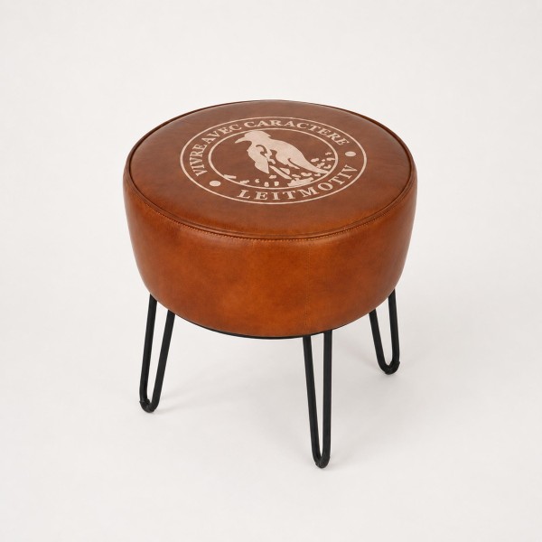 Industrieller Hocker aus Leder "Leitmotiv