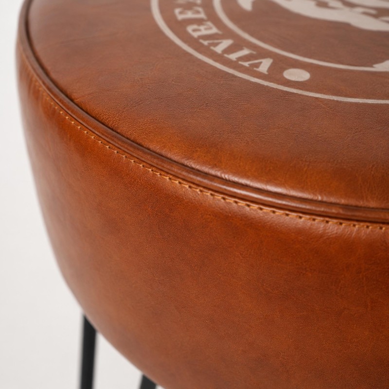 Industrieller Hocker aus Leder "Leitmotiv