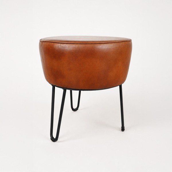 Industrieller Hocker aus Leder "Leitmotiv