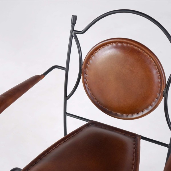 Vintage-Stuhl aus Leder und Metal "Faites comme chez vous"