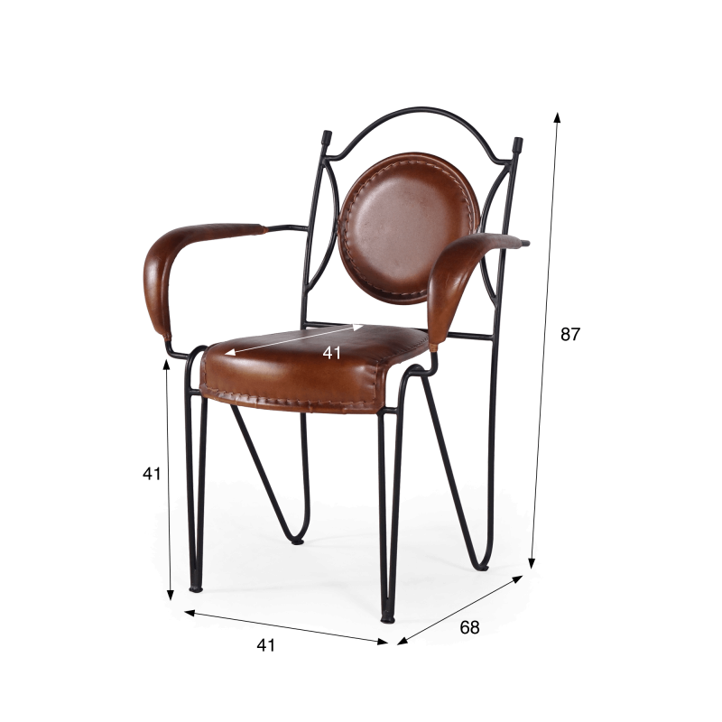 Vintage-Stuhl aus Leder und Metal "Faites comme chez vous"