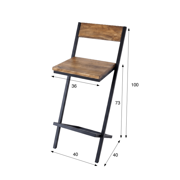 Barstuhl aus Holz und Metall - Linea
