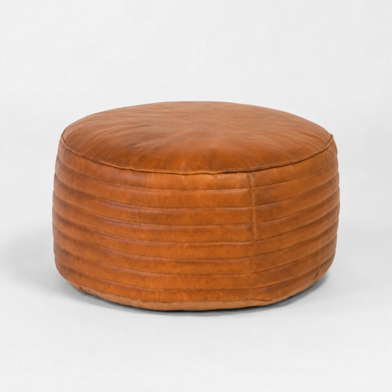 Runder Sitzhocker aus Leder - Savoy