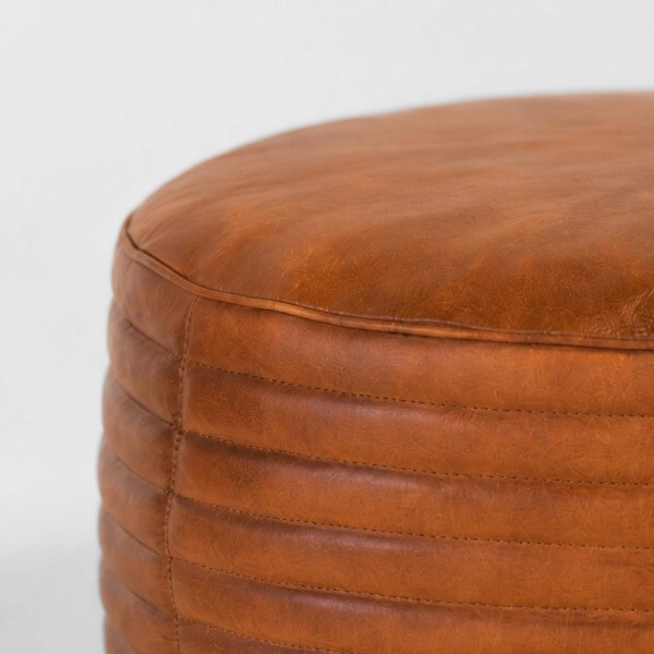 Runder Sitzhocker aus Leder - Savoy