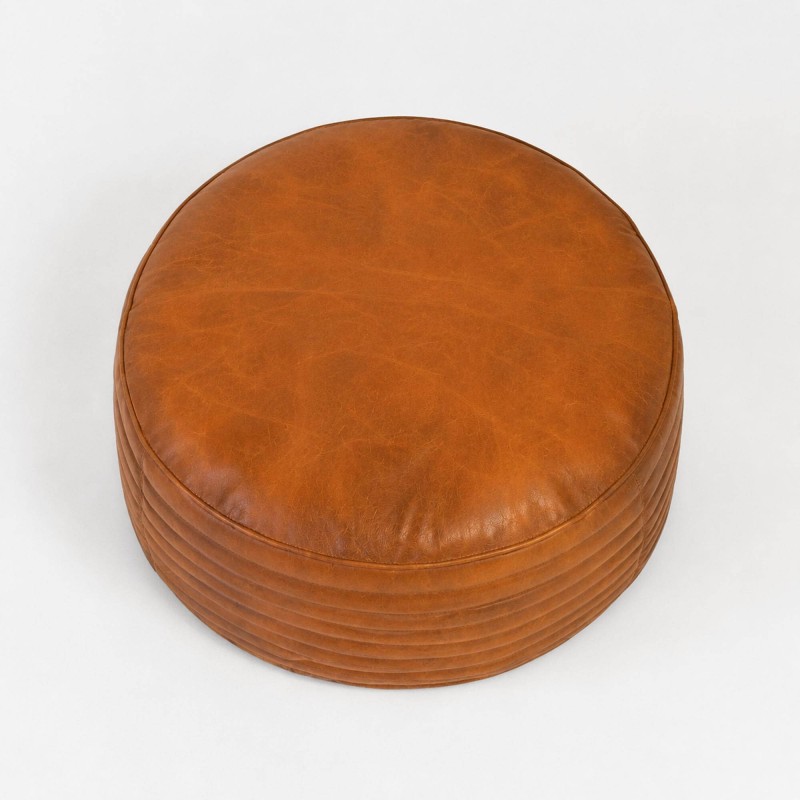 Runder Sitzhocker aus Leder - Savoy