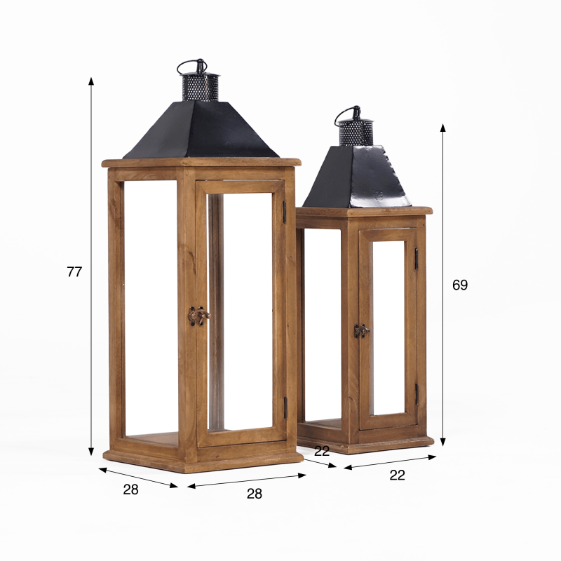 2er-Set Laternen aus Holz und Metall - Hudson