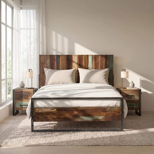 Industrielles 2-Sitzer-Bett aus recyceltem Holz - Recovery