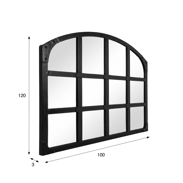 Industrieller Design-Spiegel schwarz 120 X 100 cm