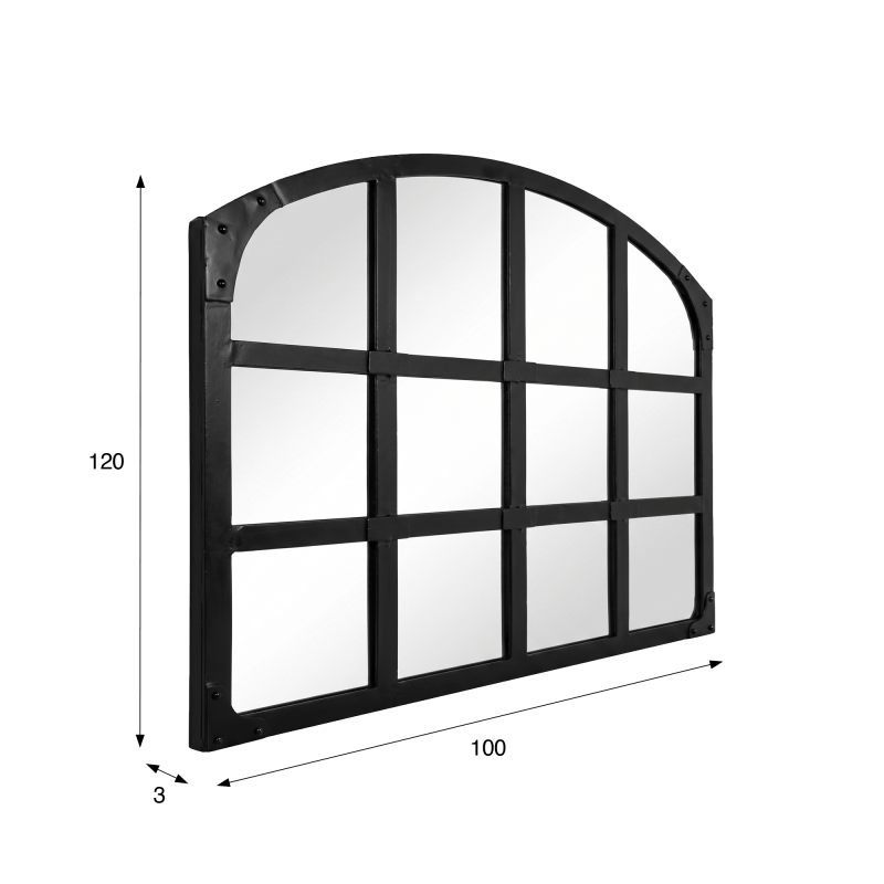 Industrieller Design-Spiegel schwarz 120 X 100 cm