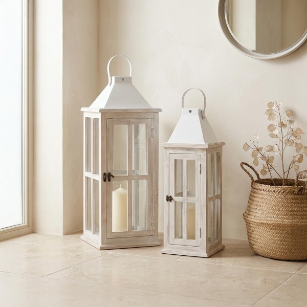 2er-Set Laternen aus Holz und Metall - Cottage