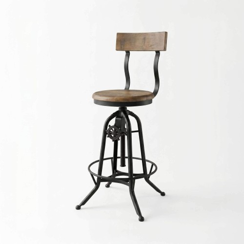 Barhocker aus Holz und Metall