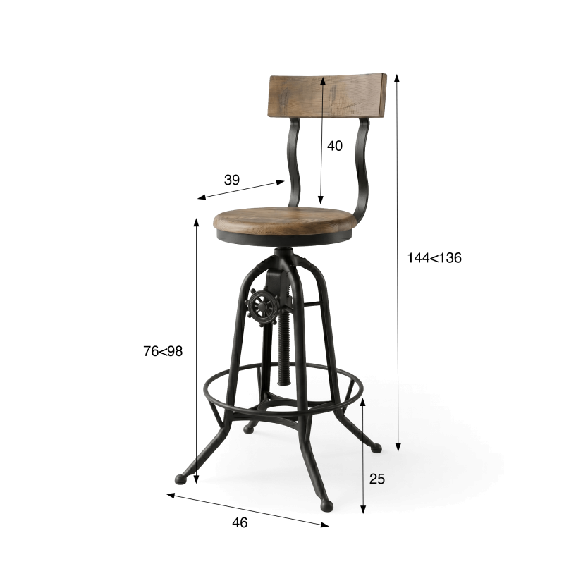 Barhocker aus Holz und Metall