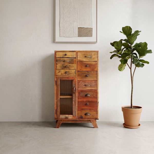 Aufbewahrungsmöbel aus recyceltem Massivholz