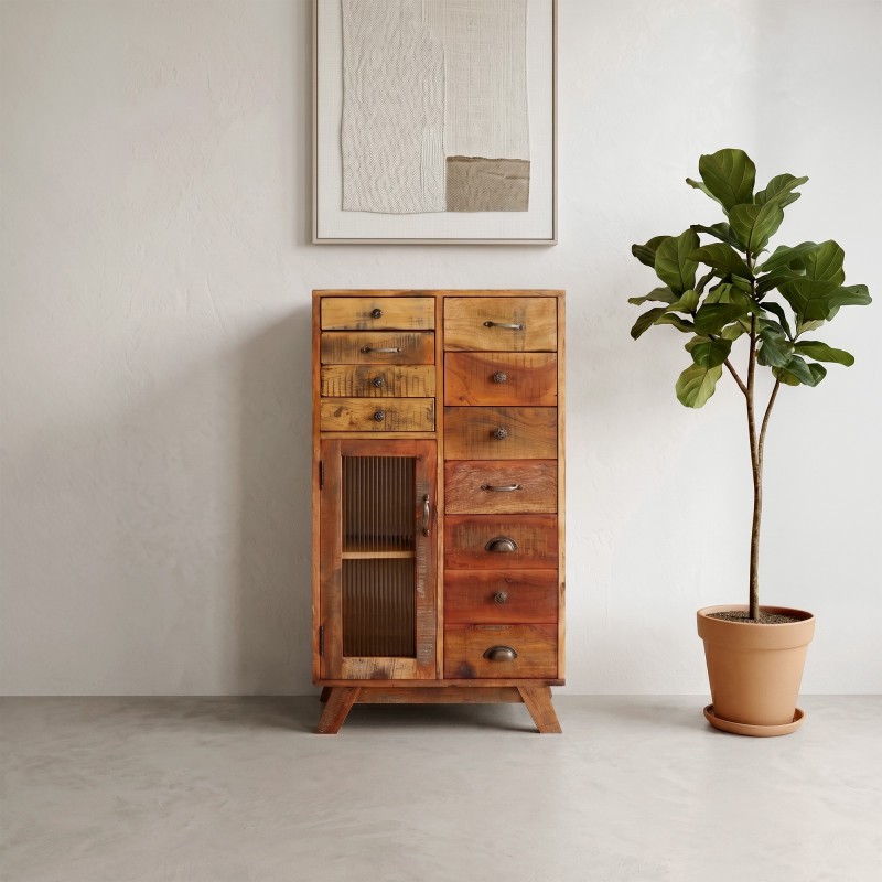 Aufbewahrungsmöbel aus recyceltem Massivholz