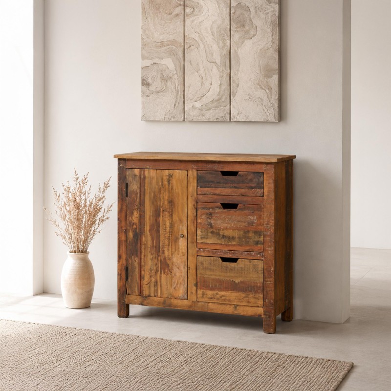 Anrichte 90 cm aus recyceltem Holz - Terra Nova