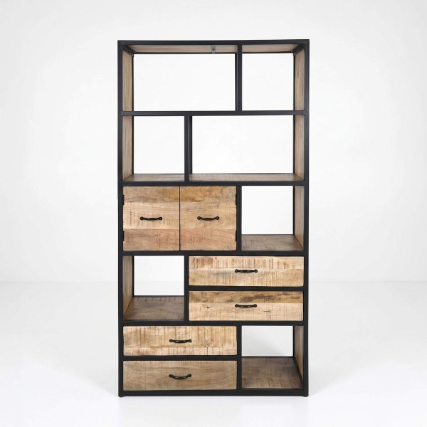 Bücherregal Industrielles Regal Massivholz 185 cm x 100 cm - Walter