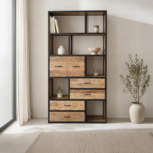 Bücherregal Industrielles Regal Massivholz 185 cm x 100 cm - Walter