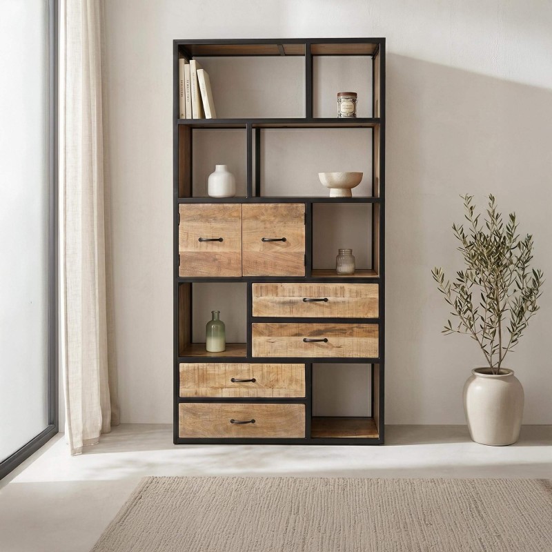 Bücherregal Industrielles Regal Massivholz 185 cm x 100 cm - Walter