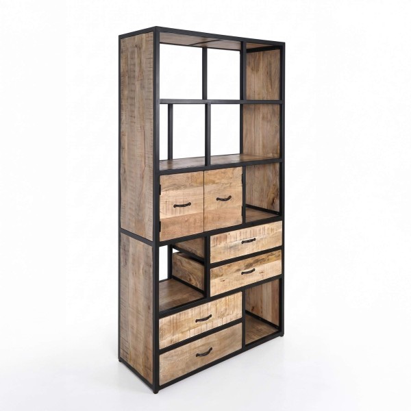 Bücherregal Industrielles Regal Massivholz 185 cm x 100 cm - Walter
