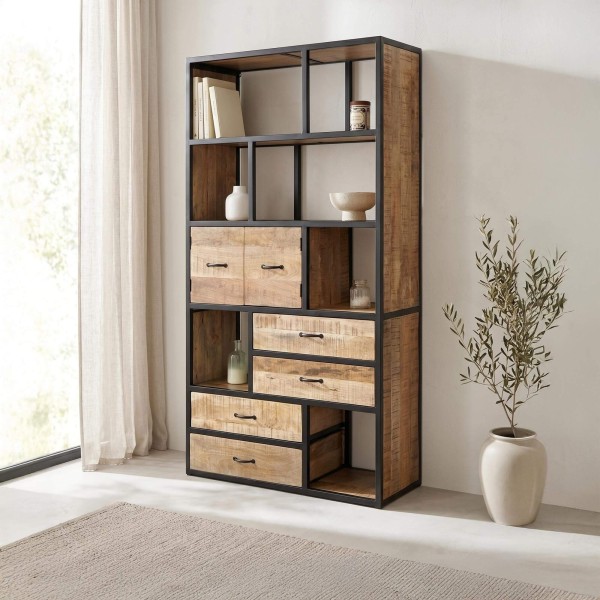 Bücherregal Industrielles Regal Massivholz 185 cm x 100 cm - Walter