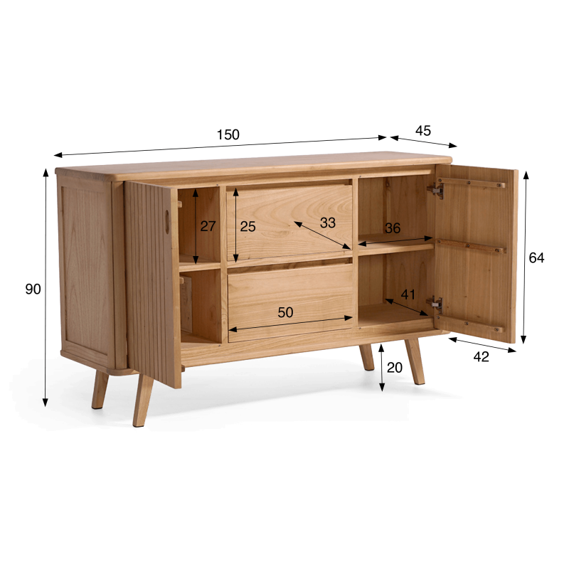Anrichte aus Massivholz 150 cm - Neha