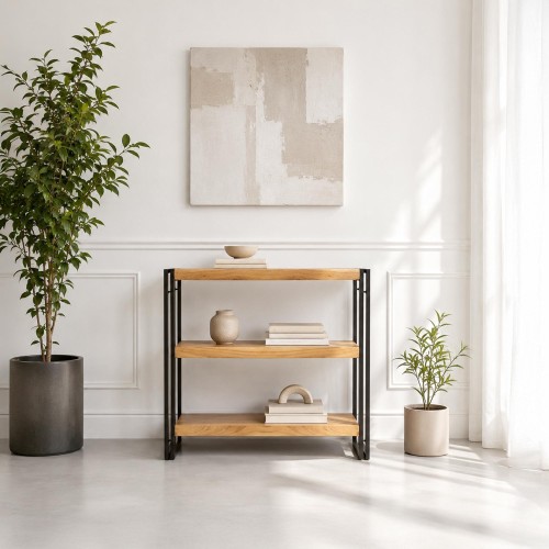 Niedriges Regal aus Massivholz und Metall - Liverpool