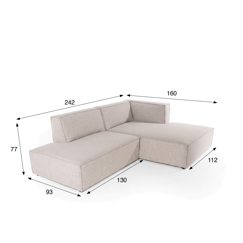 4-Sitzer Ecksofa mit rechter Chaiselongue, links offen - Isla