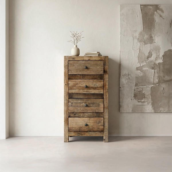 Kommode aus dunklem, rohem Altholz - Antique