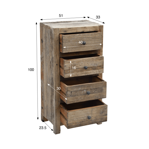 Kommode aus dunklem, rohem Altholz - Antique