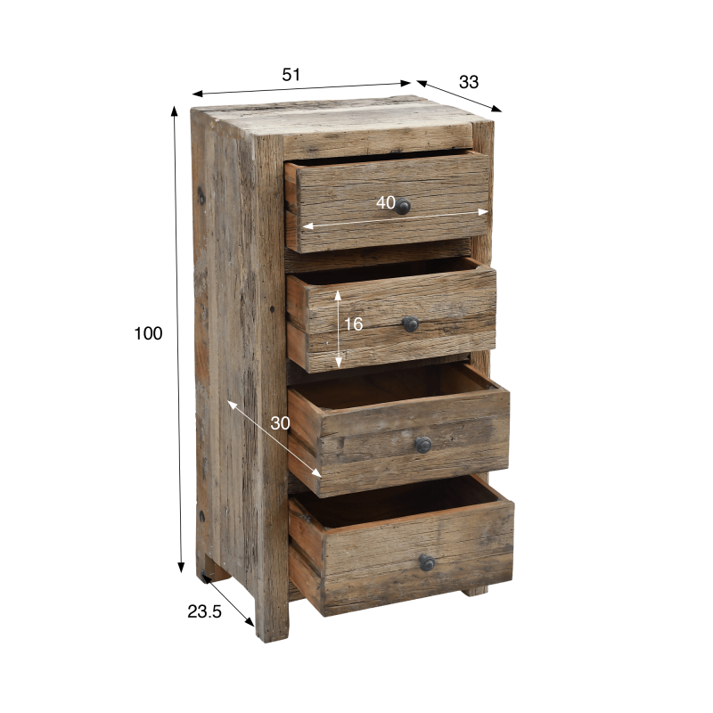 Kommode aus dunklem, rohem Altholz - Antique
