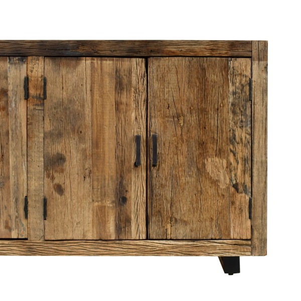 Sideboard aus dunklem, rohem Altholz 220 cm - Antique