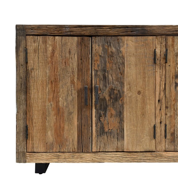 Sideboard aus dunklem, rohem Altholz 220 cm - Antique