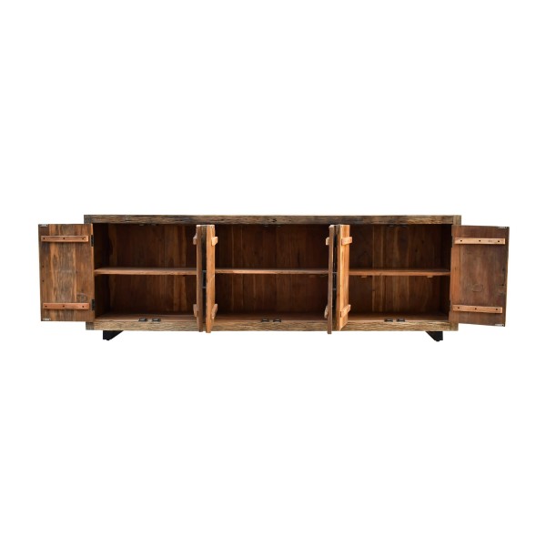 Sideboard aus dunklem, rohem Altholz 220 cm - Antique