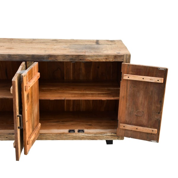 Sideboard aus dunklem, rohem Altholz 220 cm - Antique