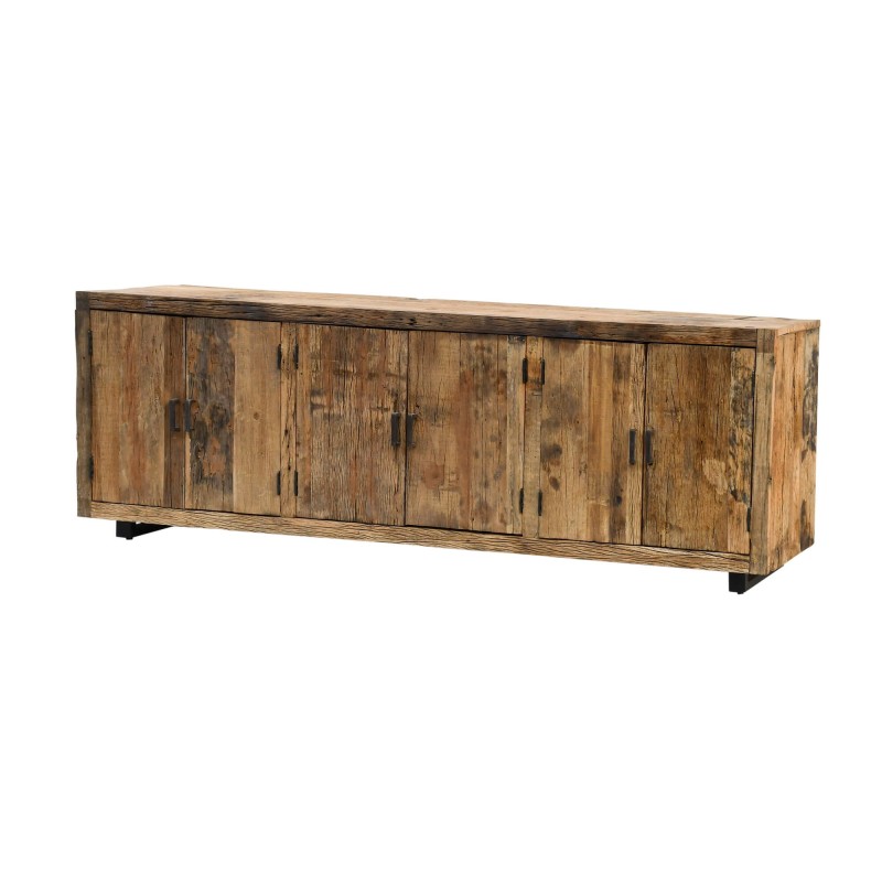 Sideboard aus dunklem, rohem Altholz 220 cm - Antique