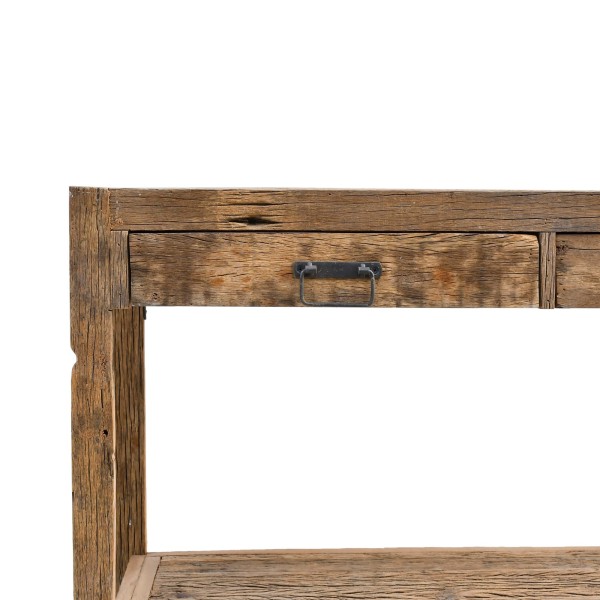 Konsole aus massivem, rohem Altholz - Antique