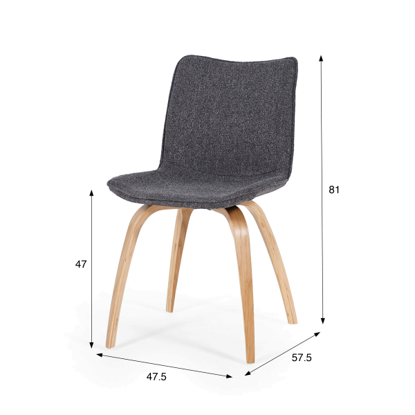 Esszimmerstuhl mit Bouclé-Stoff und Eichenbeinen - Glee