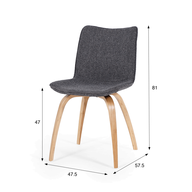 Esszimmerstuhl mit Bouclé-Stoff und Eichenbeinen - Glee