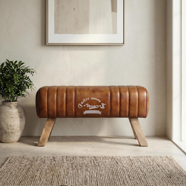 Bank aus Holz und Naturleder - Navona