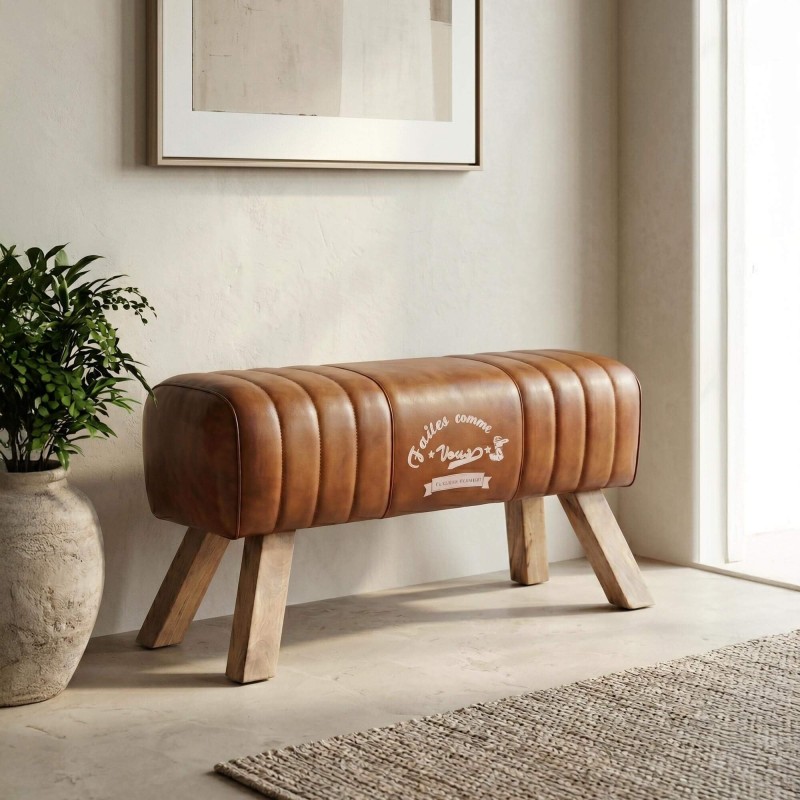 Bank aus Holz und Naturleder - Navona