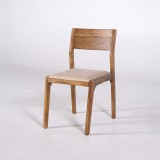 Stuhl aus Naturholz und beigem Stoff - Elegance